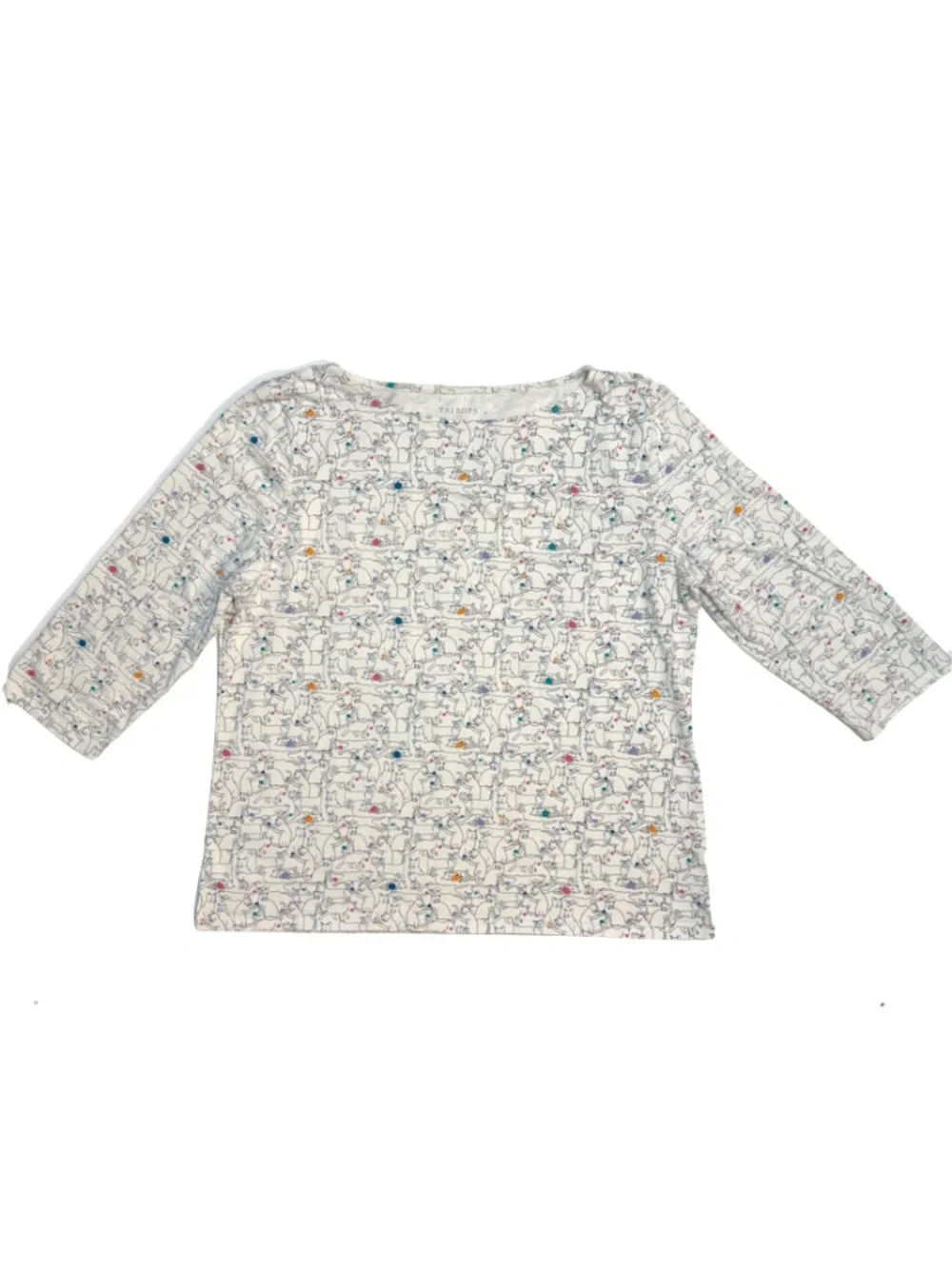 Talbots Outlet Knit Cat Kitten Print Shirt 3/4 Length Sleeves Size XL - Picture 2 of 8